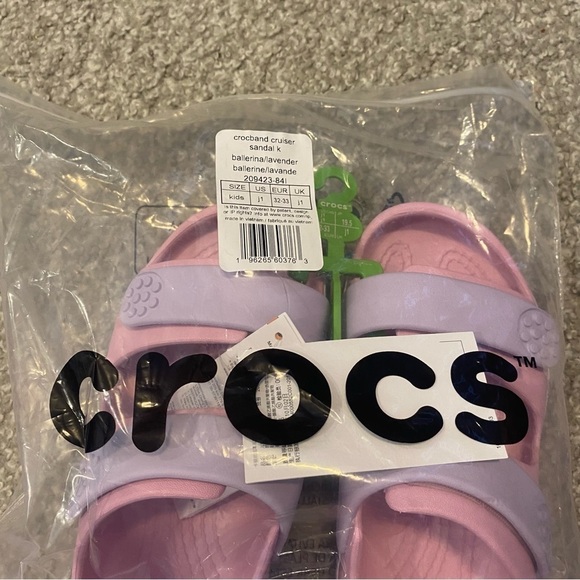 Crocs Crocband Cruiser Sandals NEW Sz 1 2 Purple Pink Open Toe Youth Kids Shoes - Picture 3 of 8